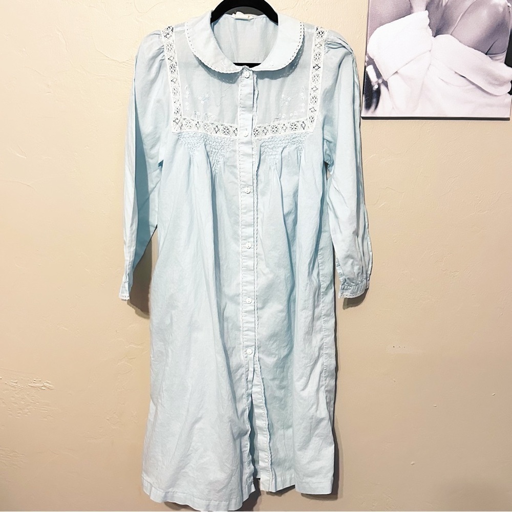BARBIZON True Vintage‎ Blue White Long Nightgown